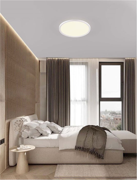 Plafoniera AOTON Triac Dimmable Sandy White Metal, Aluminium & Acrylic LED 35W 2700+3000K Diam: 40 cm  Nova Luce