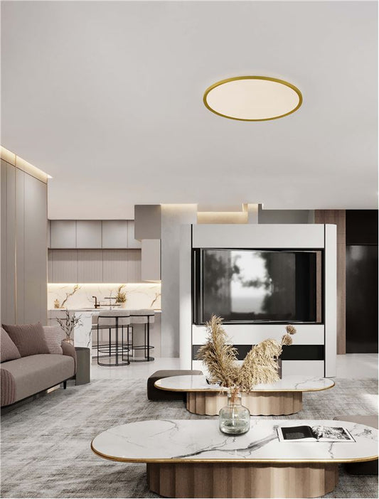 Plafoniera AOTON Triac Dimmable Sandy Gold Metal, Aluminium & Acrylic LED 55W 2700+3000K Diam: 60 cm  Nova Luce