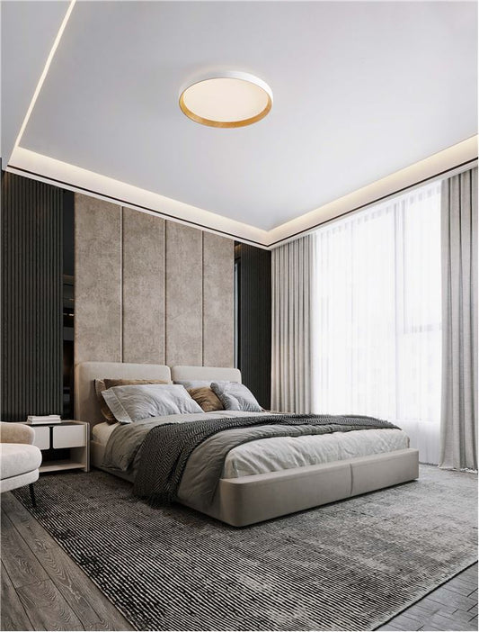 Plafoniera VOMOS Triac Dimmable Sandy White & Wood Colour Metal, Aluminium & Acrylic LED 36W 2700+3000K Diam: 40 cm  Nova Luce