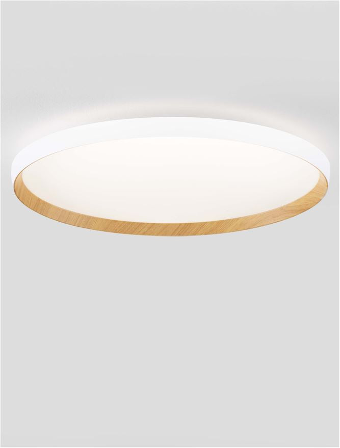 Plafoniera VOMOS Triac Dimmable Sandy White & Wood Colour Metal, Aluminium & Acrylic LED 55W 2700+3000K Diam: 60 cm  Nova Luce