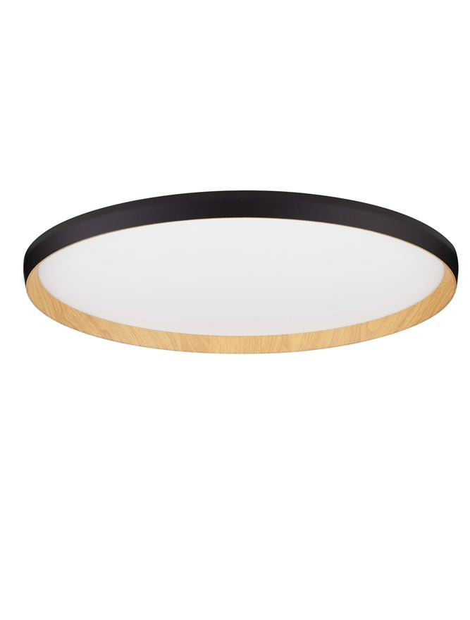 Plafoniera VOMOS Triac Dimmable Sandy Black & Wood Colour Metal, Aluminium & Acrylic LED 55W 2700+3000K Diam: 60 cm  Nova Luce