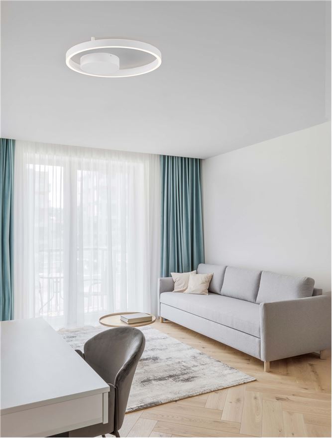 Plafoniera HEDRA Triac Dimmable Sandy White Metal, Aluminium & Acrylic LED 40W 3000K Diam: 40 cm Nova Luce