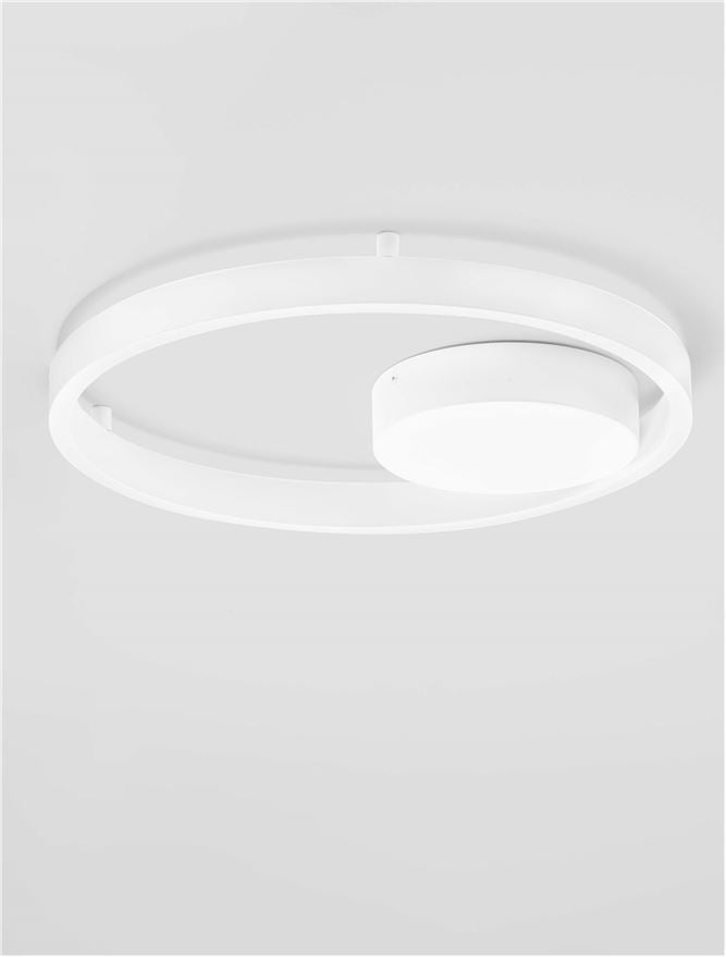 Plafoniera HEDRA Triac Dimmable Sandy White Metal, Aluminium & Acrylic LED 40W 3000K Diam: 40 cm Nova Luce