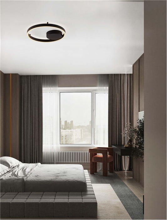 Plafoniera HEDRA Triac Dimmable Sandy Black Metal, Aluminium & Acrylic LED 40W 3000K Diam: 40 cm  Nova Luce