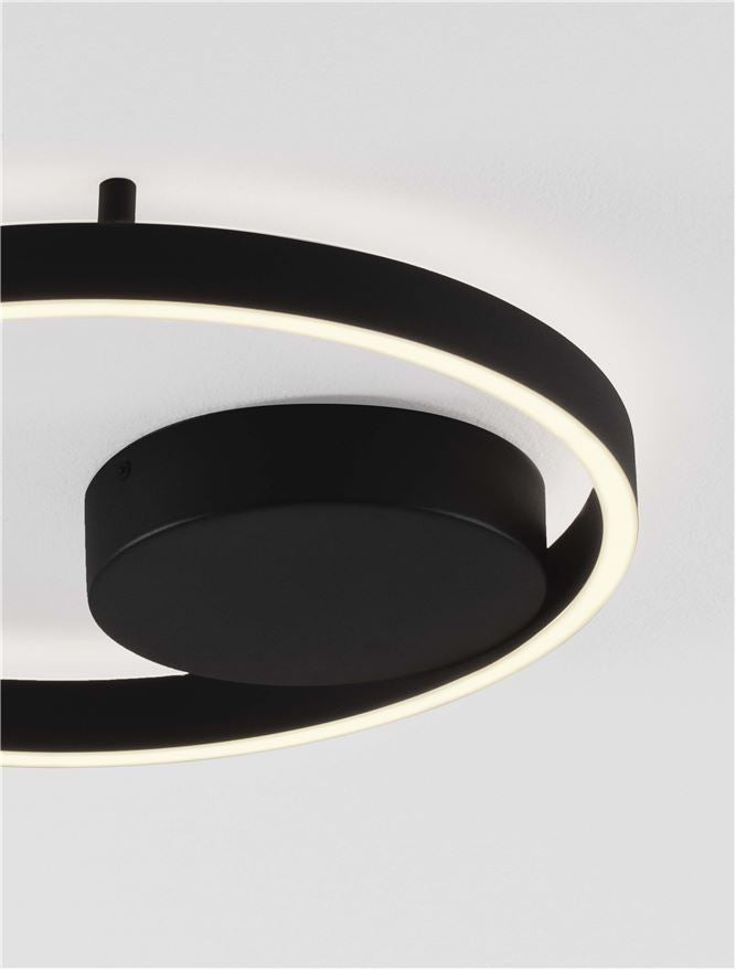 Plafoniera HEDRA Triac Dimmable Sandy Black Metal, Aluminium & Acrylic LED 40W 3000K Diam: 40 cm  Nova Luce