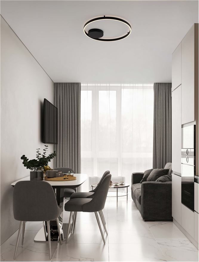 Plafoniera HEDRA Triac Dimmable Sandy Black Metal, Aluminium & Acrylic LED 60W 3000K Diam: 60 cm  Nova Luce