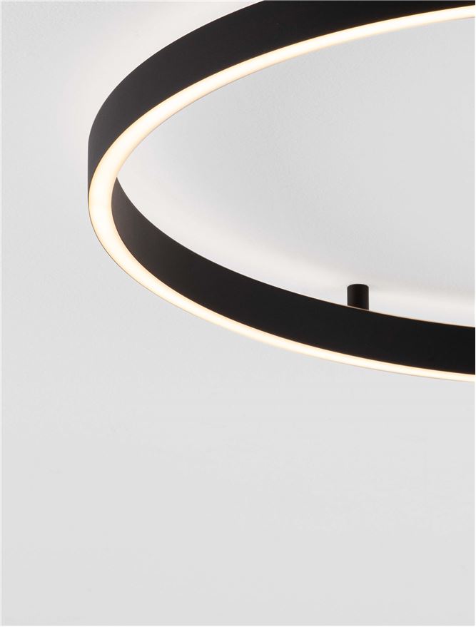 Plafoniera HEDRA Triac Dimmable Sandy Black Metal, Aluminium & Acrylic LED 60W 3000K Diam: 60 cm  Nova Luce