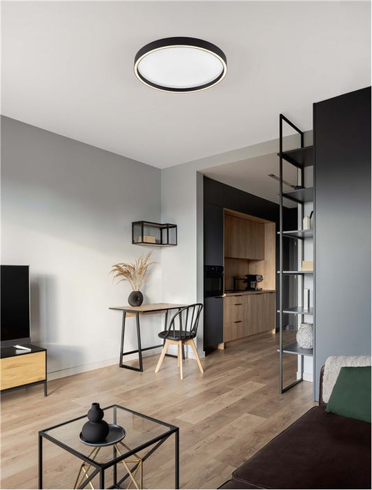 Plafoniera ISTOS Triac Dimmable Sandy Black Metal, Aluminium & Polypropylene LED 38W 2700+3000K Diam: 50 cm  Nova Luce