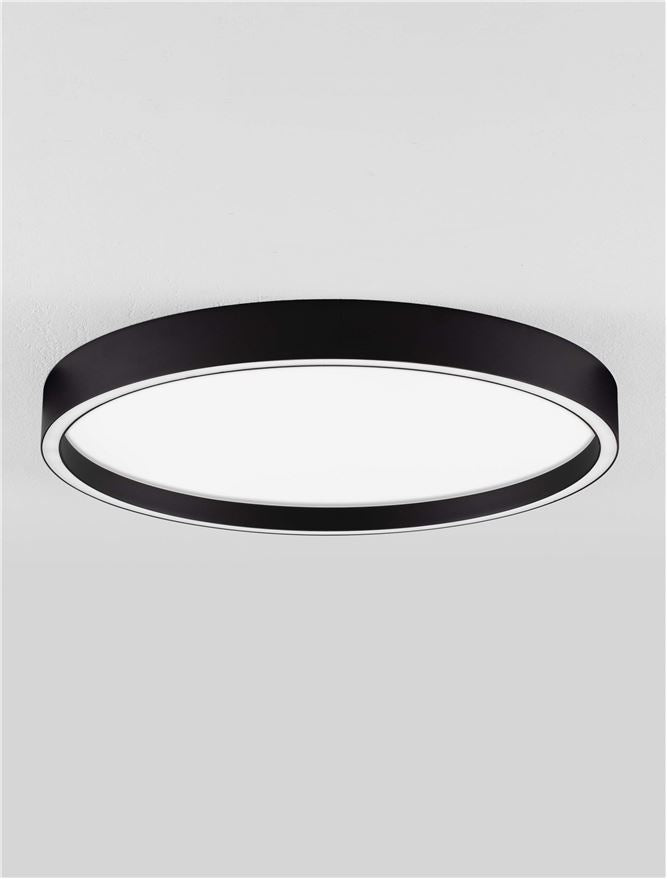 Plafoniera ISTOS Triac Dimmable Sandy Black Metal, Aluminium & Polypropylene LED 38W 2700+3000K Diam: 50 cm  Nova Luce