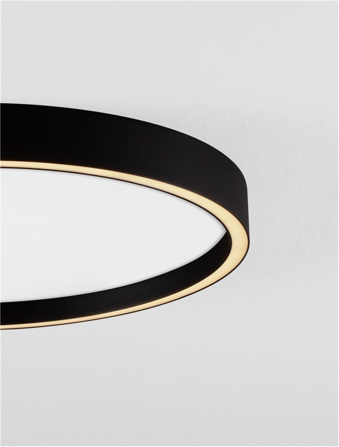 Plafoniera ISTOS Triac Dimmable Sandy Black Metal, Aluminium & Polypropylene LED 38W 2700+3000K Diam: 50 cm  Nova Luce