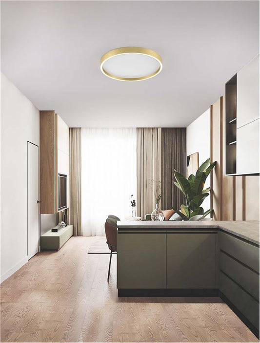 Plafoniera ISTOS Triac Dimmable Sandy Gold Metal, Aluminium & Polypropylene LED 38W 2700+3000K Diam: 50 cm  Nova Luce