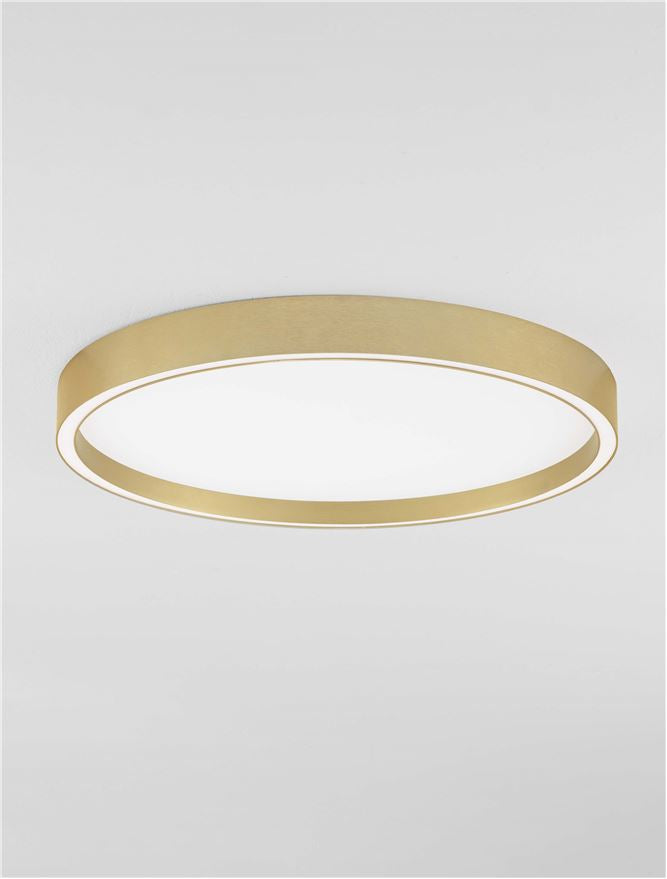Plafoniera ISTOS Triac Dimmable Sandy Gold Metal, Aluminium & Polypropylene LED 38W 2700+3000K Diam: 50 cm Nova Luce
