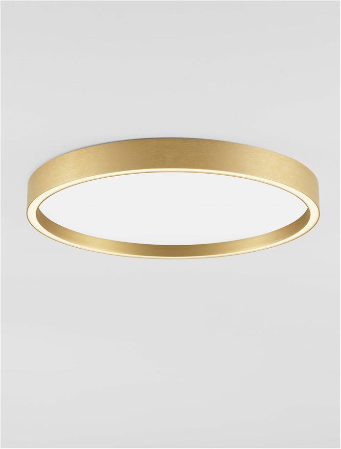 Plafoniera ISTOS Triac Dimmable Sandy Gold Metal, Aluminium & Polypropylene LED 38W 2700+3000K Diam: 50 cm Nova Luce