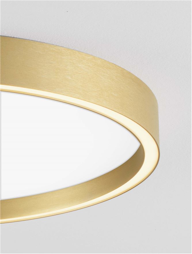 Plafoniera ISTOS Triac Dimmable Sandy Gold Metal, Aluminium & Polypropylene LED 38W 2700+3000K Diam: 50 cm Nova Luce