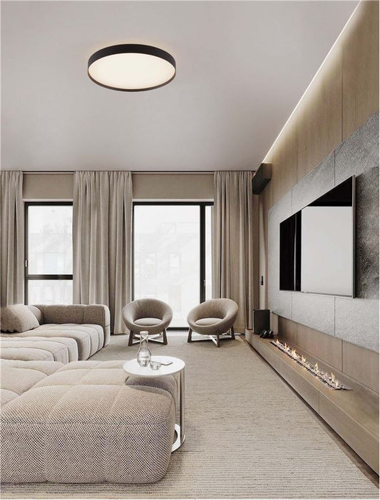 Plafoniera ROI Triac Dimmable Sandy Black Metal, Aluminium & Acrylic LED 48W 2700+3000K Diam: 50 cm  Nova Luce