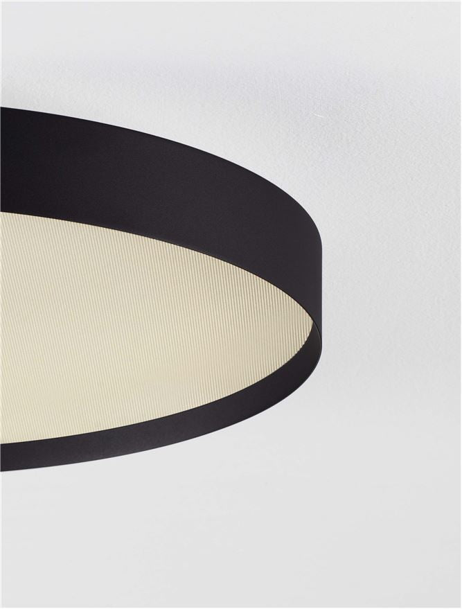 Plafoniera ROI Triac Dimmable Sandy Black Metal, Aluminium & Acrylic LED 48W 2700+3000K Diam: 50 cm  Nova Luce