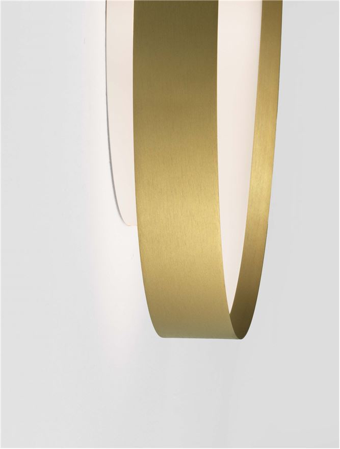Plafoniera ROI Triac Dimmable Brushed Gold Metal, Aluminium & Acrylic LED 48W 2700+3000K Diam: 50 cm  Nova Luce