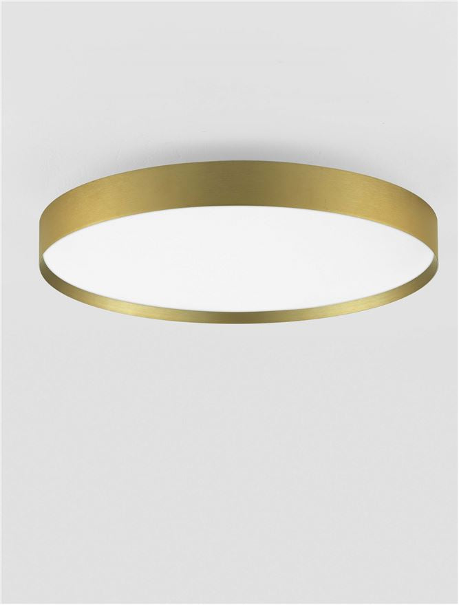 Plafoniera ROI Triac Dimmable Brushed Gold Metal, Aluminium & Acrylic LED 48W 2700+3000K Diam: 50 cm  Nova Luce