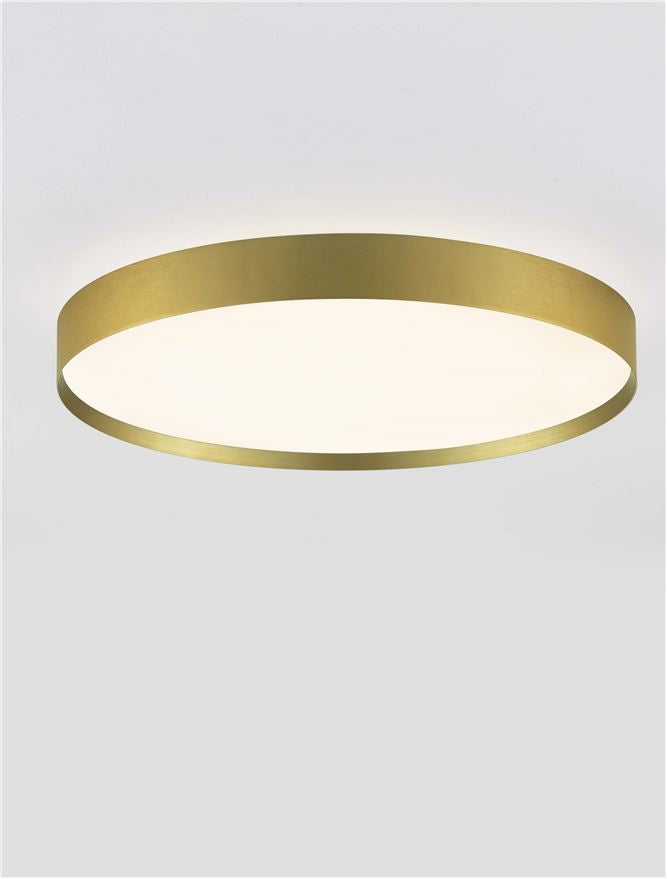 Plafoniera ROI Triac Dimmable Brushed Gold Metal, Aluminium & Acrylic LED 48W 2700+3000K Diam: 50 cm  Nova Luce