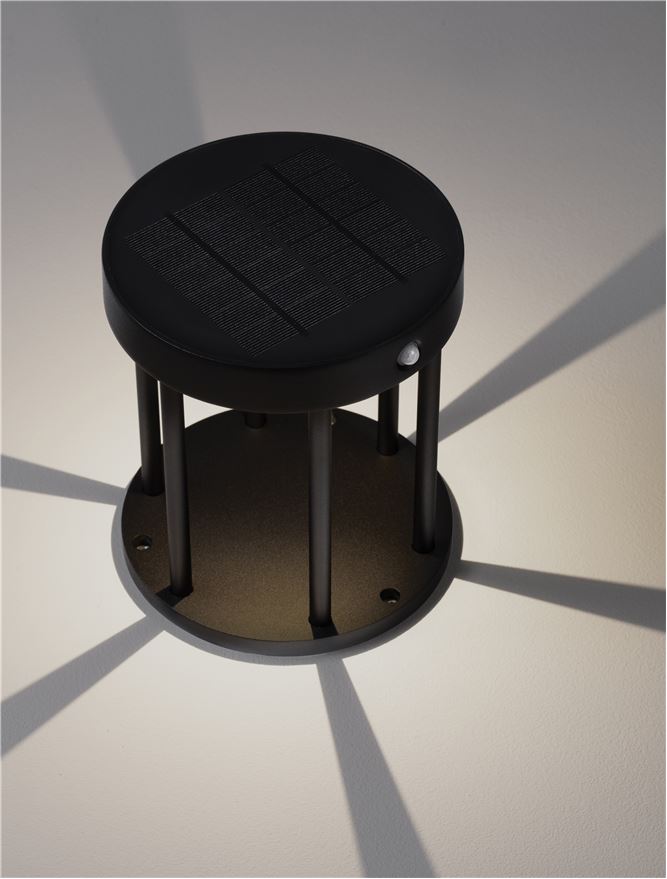 Bolard AIGO black, LED 1.7W 3000K h 18cm IP65 Solar light with sensor Nova Luce