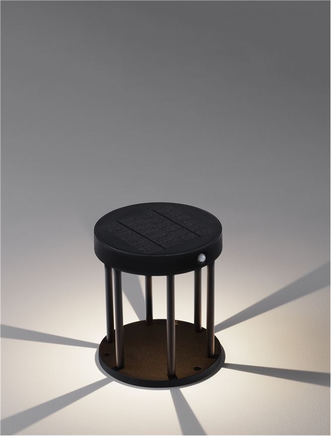 Bolard AIGO black, LED 1.7W 3000K h 18cm IP65 Solar light with sensor Nova Luce