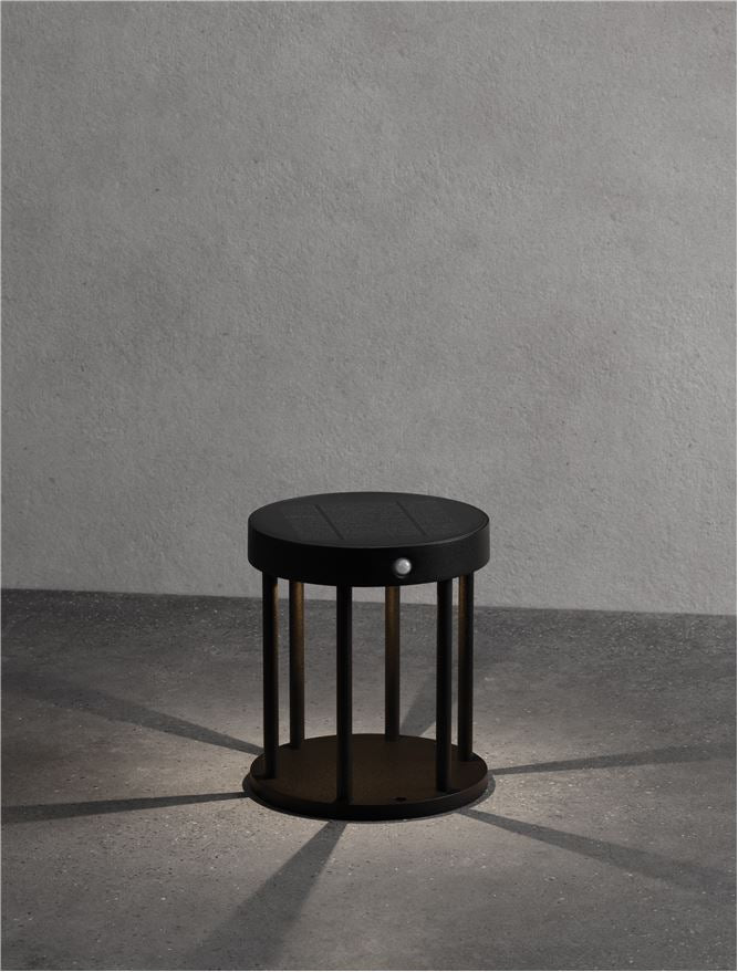 Bolard AIGO black, LED 1.7W 3000K h 18cm IP65 Solar light with sensor Nova Luce