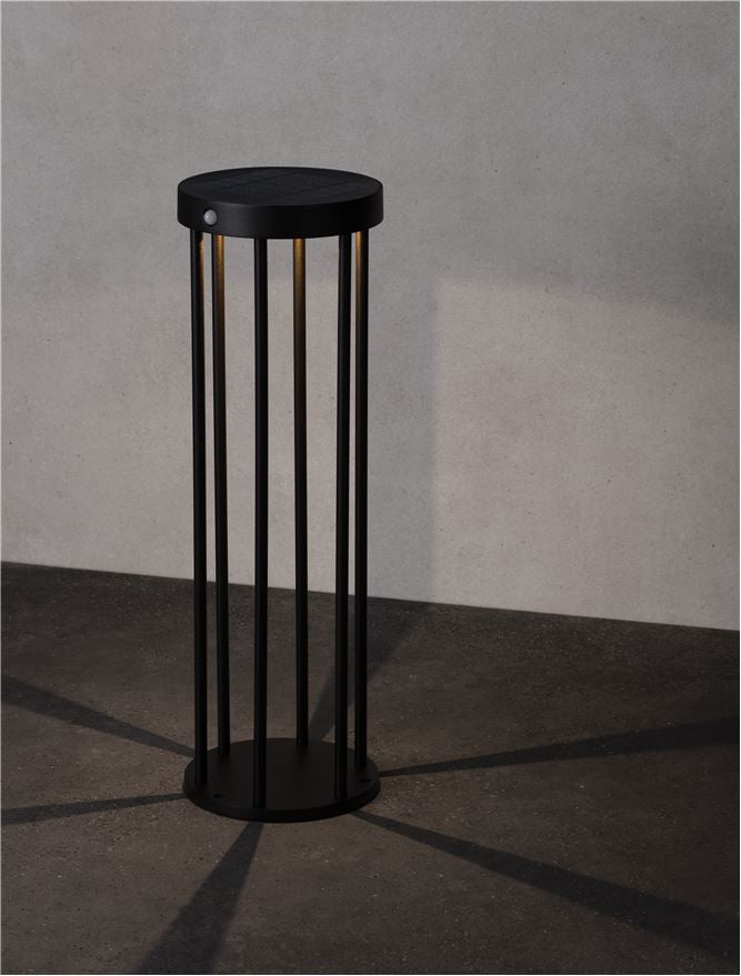 Bolard AIGO black, LED 1.7W 3000K h 50cm IP65 Solar light with sensor Nova Luce