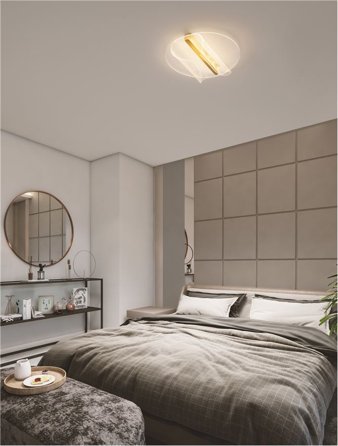 Plafoniera VALENTIN Brass Gold Aluminium & Acrylic LED 20W 3000K Dim: 45X55 cm Nova Luce