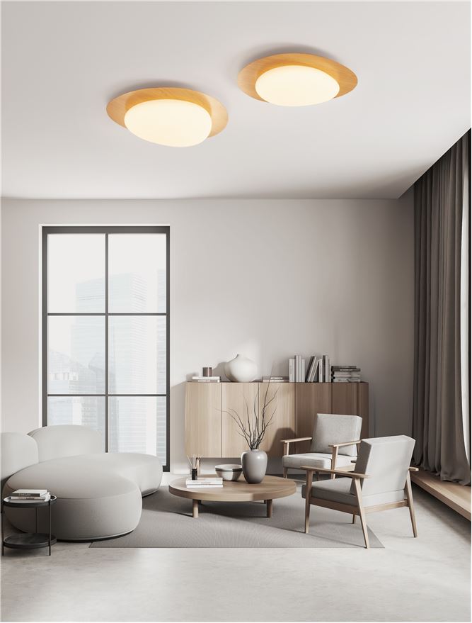 Plafoniera NIMBUS Wood Color Aluminium & Acrylic LED 29W 3000K Dim: 57X51 cm Nova Luce