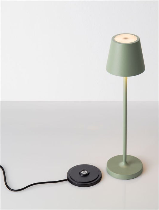 Lampa de masa portabila PETIT, sandy olive green, 2W, IP 54 H 28 cm, Nova Luce