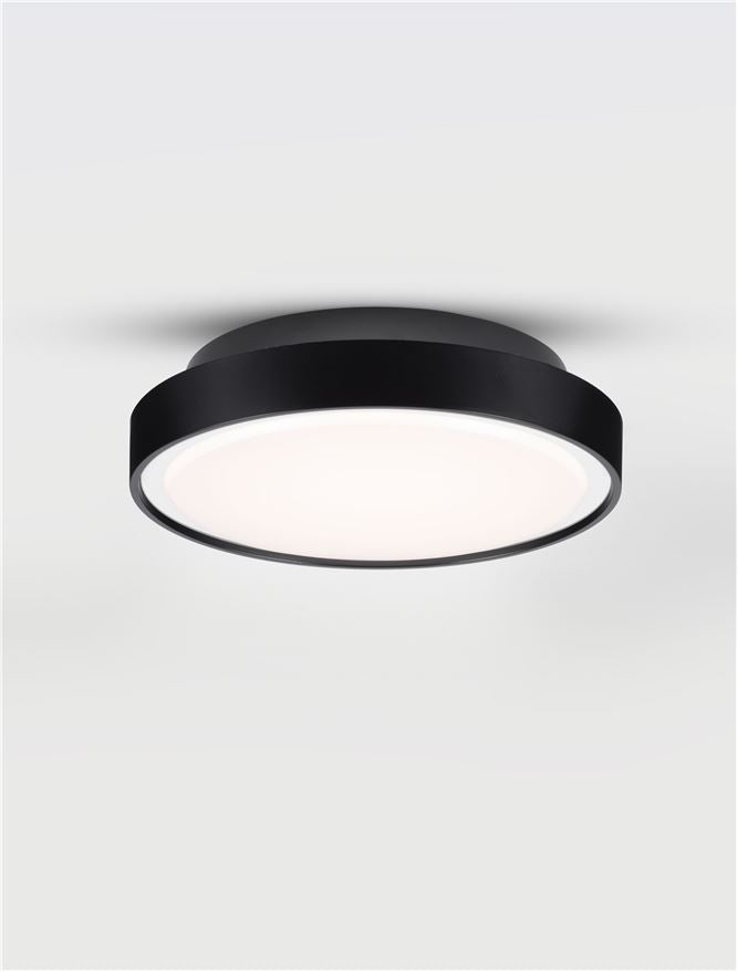 Plafoniera SKY Sandy Black Aluminium & Polycarbonate Diffuser LED 15W 3000K IP65 Diam: 30 cm  Nova Luce