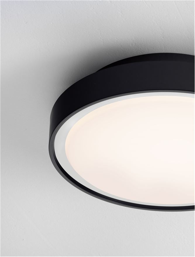 Plafoniera SKY Sandy Black Aluminium & Polycarbonate Diffuser LED 15W 3000K IP65 Diam: 30 cm  Nova Luce