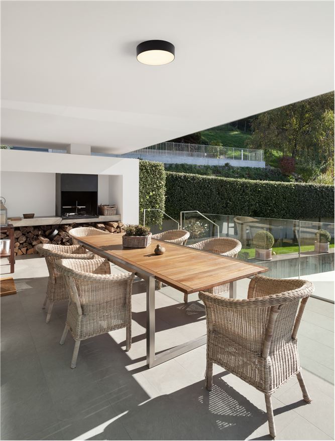 Plafoniera JUDI Sandy Black Aluminium Polycarbonate LED 20W 3000K Diam: 22 cm IP65 Nova Luce