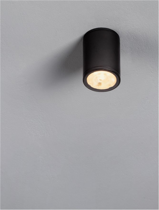 Plafoniera LUMINA Sandy Black Aluminium & Glass Diffuser LED 9W 3000K Diam: 8 cm IP65  Nova Luce