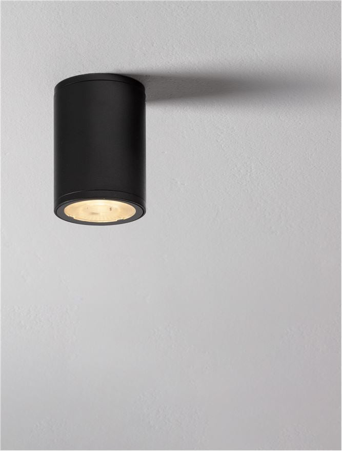 Plafoniera LUMINA Sandy Black Aluminium & Glass Diffuser LED 9W 3000K Diam: 8 cm IP65  Nova Luce