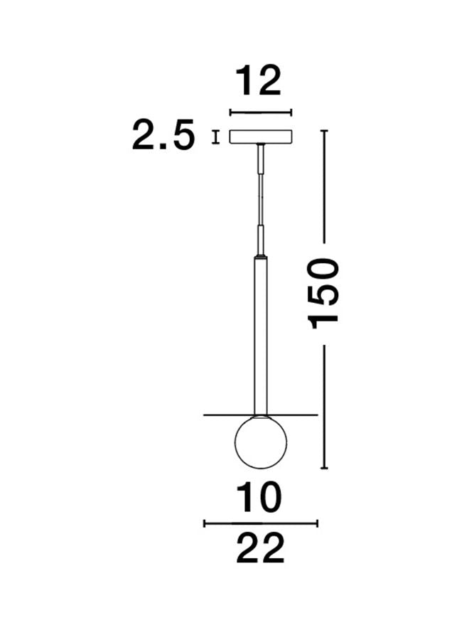 Lampa suspendata verticala PIELO BLACK 1 NOVA LUCE