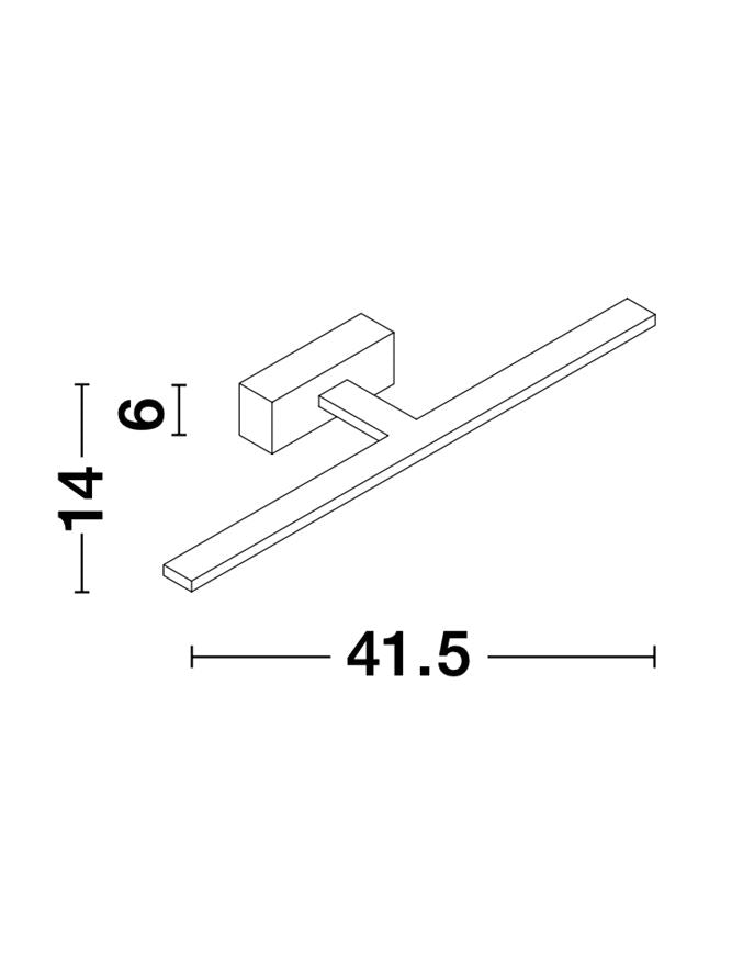 Aplica de interior MONDRIAN Sandy Black Aluminium & Acrylic LED 12W 3000K Dim: L. 41.5 X W.14 X H.6 cm IP44 Nova Luce