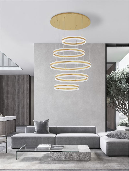 Lampa suspendata AGOS Round Gold Aluminium D106 NOVA LUCE