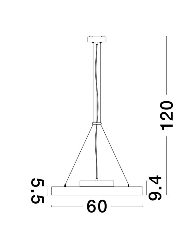 Lampa suspendata PERFECT Sandy Black Aluminium & Acrylic Pendant LED 40W 2700-6000K Changing CCT & Dimming Diam: 60 cm Nova Luce
