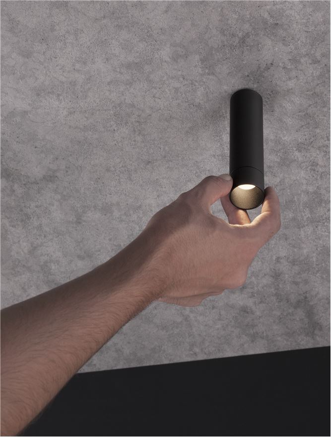 Plafoniera DOC Sandy Black Aluminium LED 5W 3000K Diam: 3.2 cm H. 11.3 cm Nova Luce