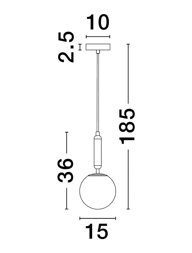 Lampa suspendata MONET D15 H185 cm Brass Gold Metal Opal Glass NOVA LUCE