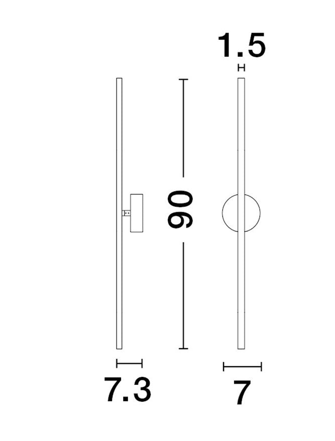 Aplica de interior ADEN black 15W 372lm 3000K H=90cm IP44 Nova Luce