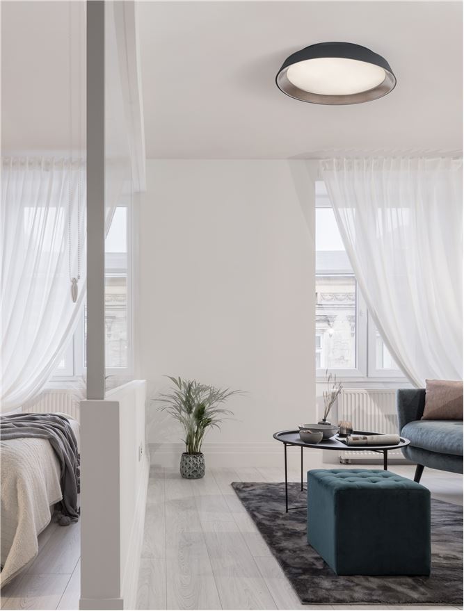 Plafoniera VELA Sandy Black Outside Coffee Inside Aluminium & Acrylic  Led 30W 3000K  Diam: 45 cm Nova Luce