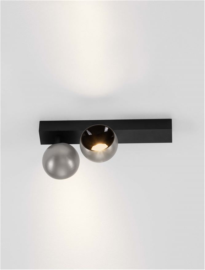 Plafoniera LUSA Triac Dimmable Foggy Nickel Aluminium & Sandy Black Base LED 21W 3000K Dim: L.36 X l.10 X h.14 cm  Nova Luce