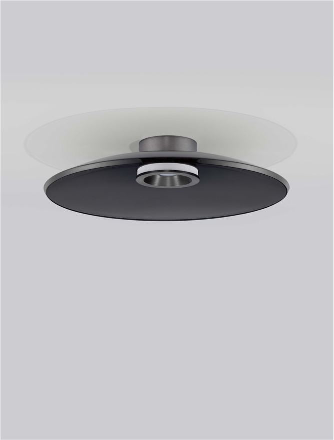 Plafoniera ESTI Triac Dimmable Foggy Nickel Aluminium & Smoky Glass LED 33W 3000K Diam: 50 cm  Nova Luce