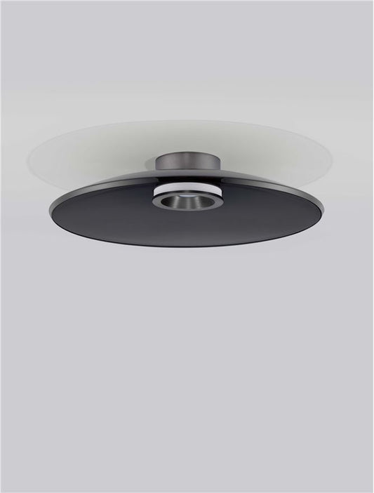 Plafoniera ESTI Triac Dimmable Foggy Nickel Aluminium & Smoky Glass LED 33W 3000K Diam: 50 cm  Nova Luce