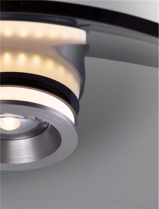 Plafoniera ESTI Triac Dimmable Foggy Nickel Aluminium & Smoky Glass LED 33W 3000K Diam: 50 cm  Nova Luce