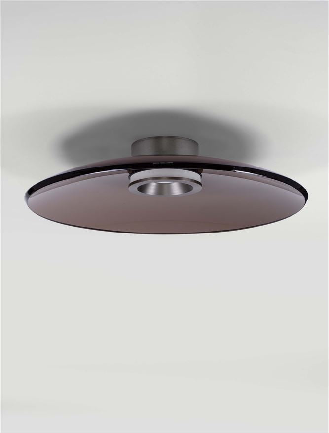 Plafoniera ESTI Triac Dimmable Foggy Nickel Aluminium & Dark Brown Glass LED 33W 3000K Diam: 50 cm  Nova Luce