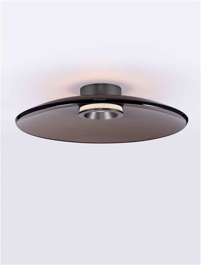 Plafoniera ESTI Triac Dimmable Foggy Nickel Aluminium & Dark Brown Glass LED 33W 3000K Diam: 50 cm  Nova Luce