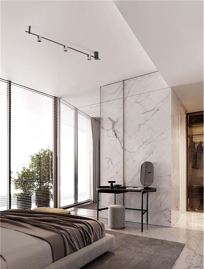 Plafoniera SIRMOS Triac Dimmable Sandy Gold Beige Aluminium & Sandy Black Base LED 21W 3000K Dim: L.150 X l.7 X h.18 cm  Nova Luce